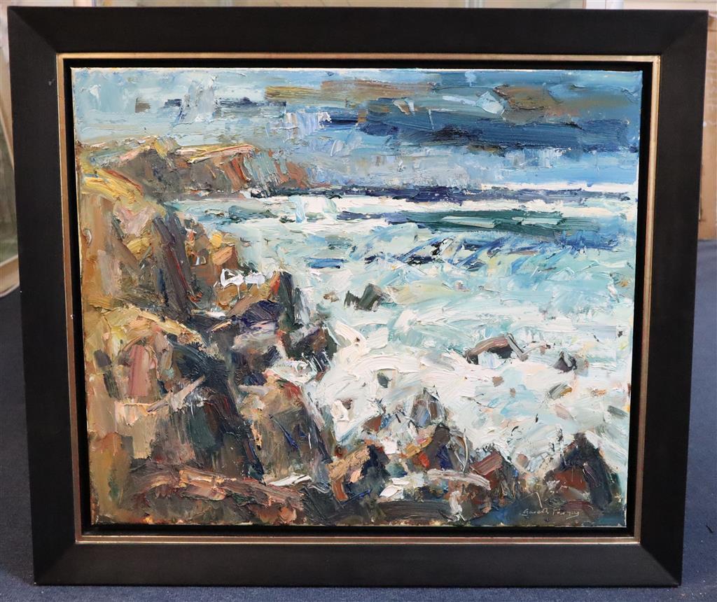 § Gareth Parry RCA (1951-) After the Storm, Rocky Coast 20 x 23.75in.